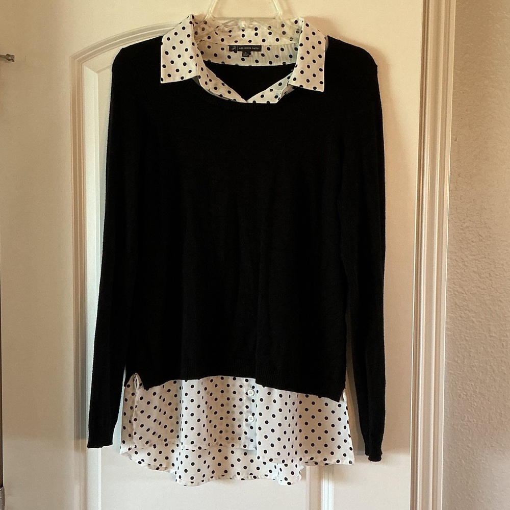 Adrianna Papell Black and White Layered Blouse